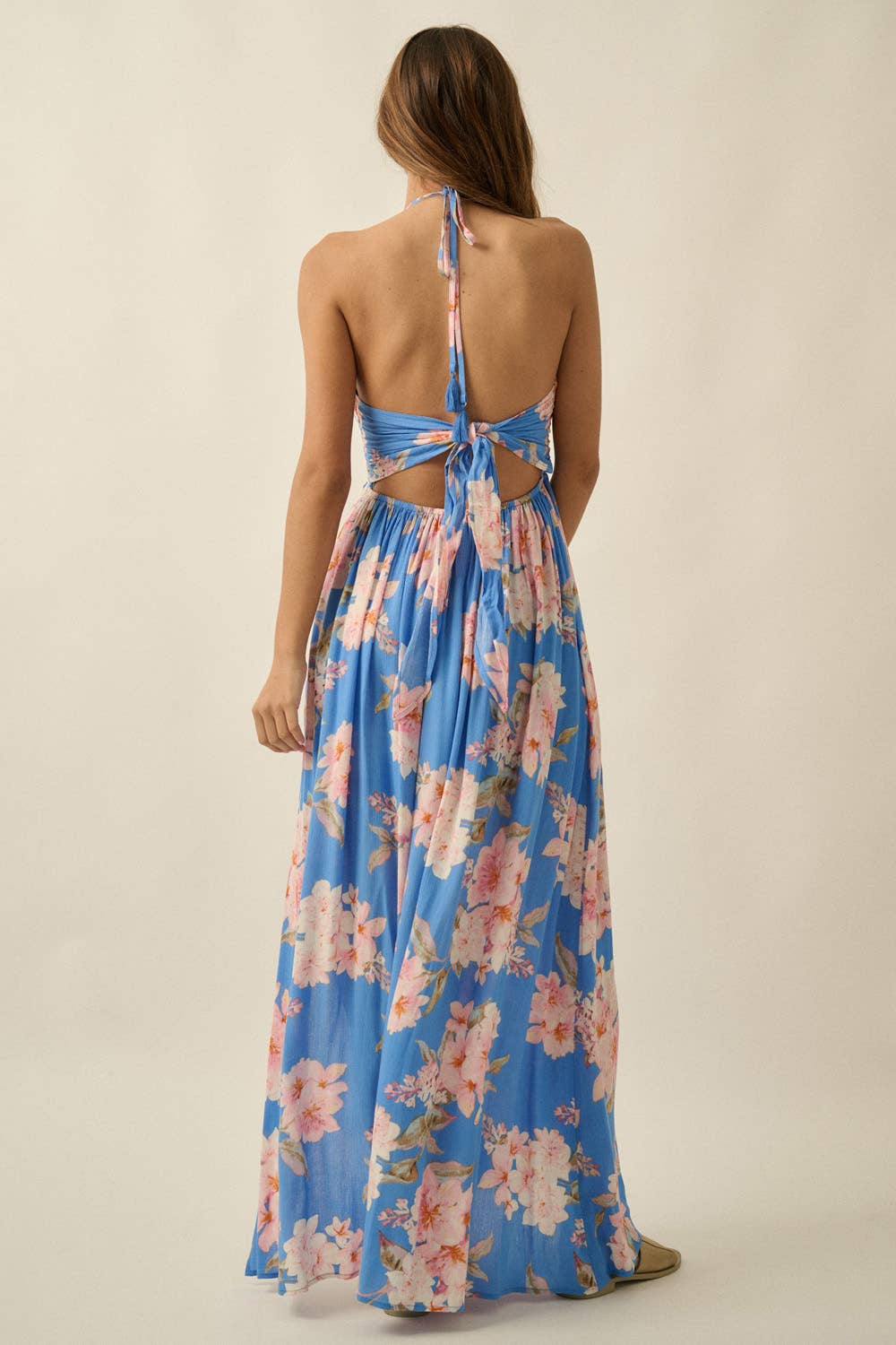 Floral Crepe Halter Maxi