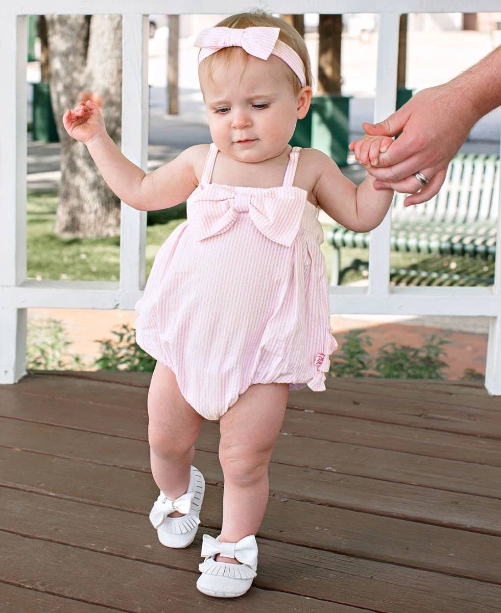 Pink Seersucker Bubble Romper