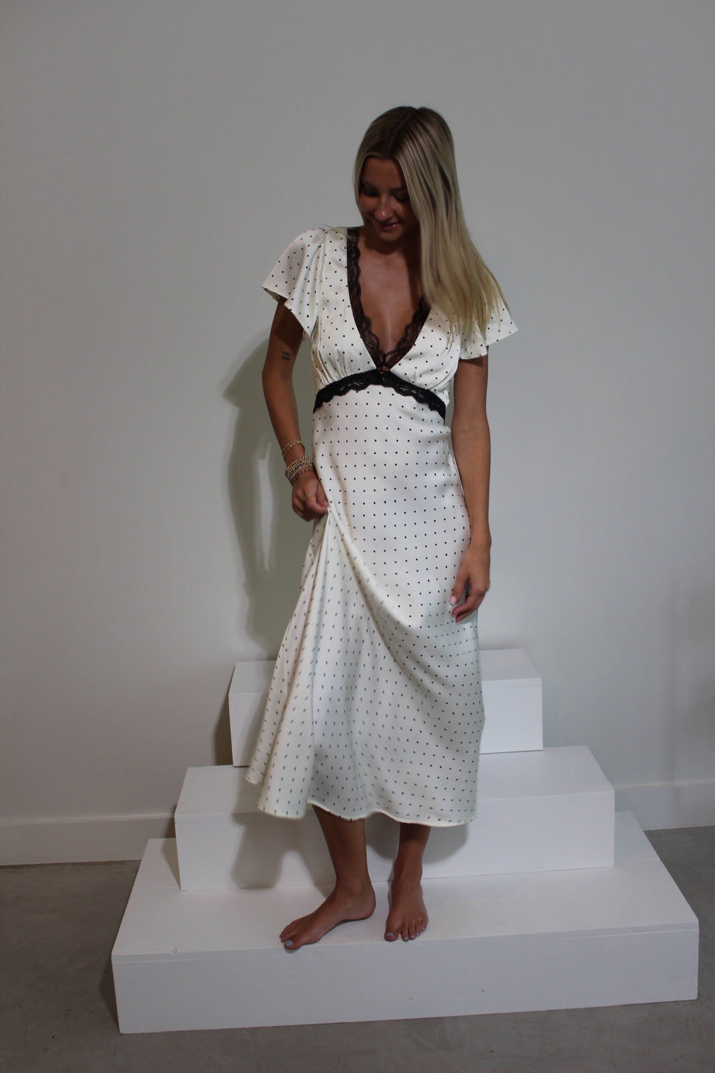 Effie Lace Trim Midi Dress