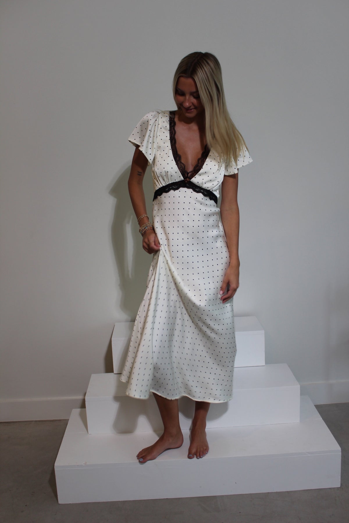 Effie Lace Trim Midi Dress