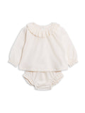Dorothy Poplin Ruffle Collar Shirt and Bloomer Set - Ivory