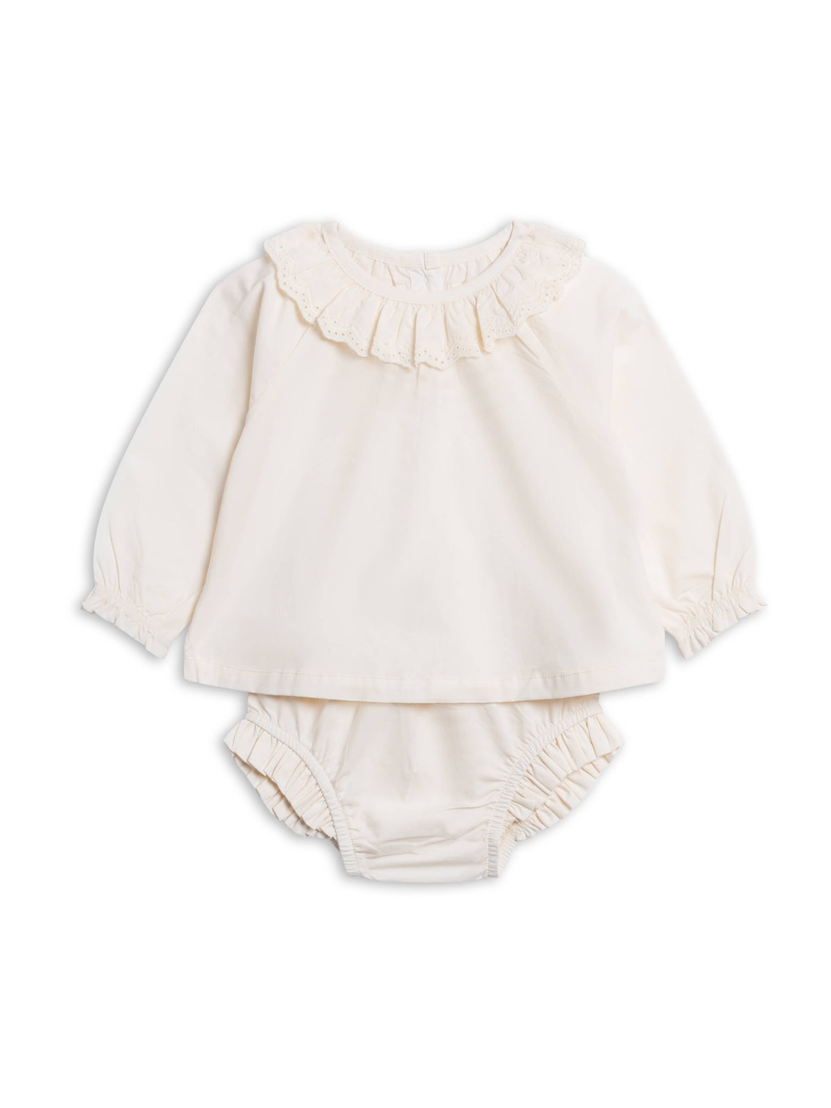 Dorothy Poplin Ruffle Collar Shirt and Bloomer Set - Ivory