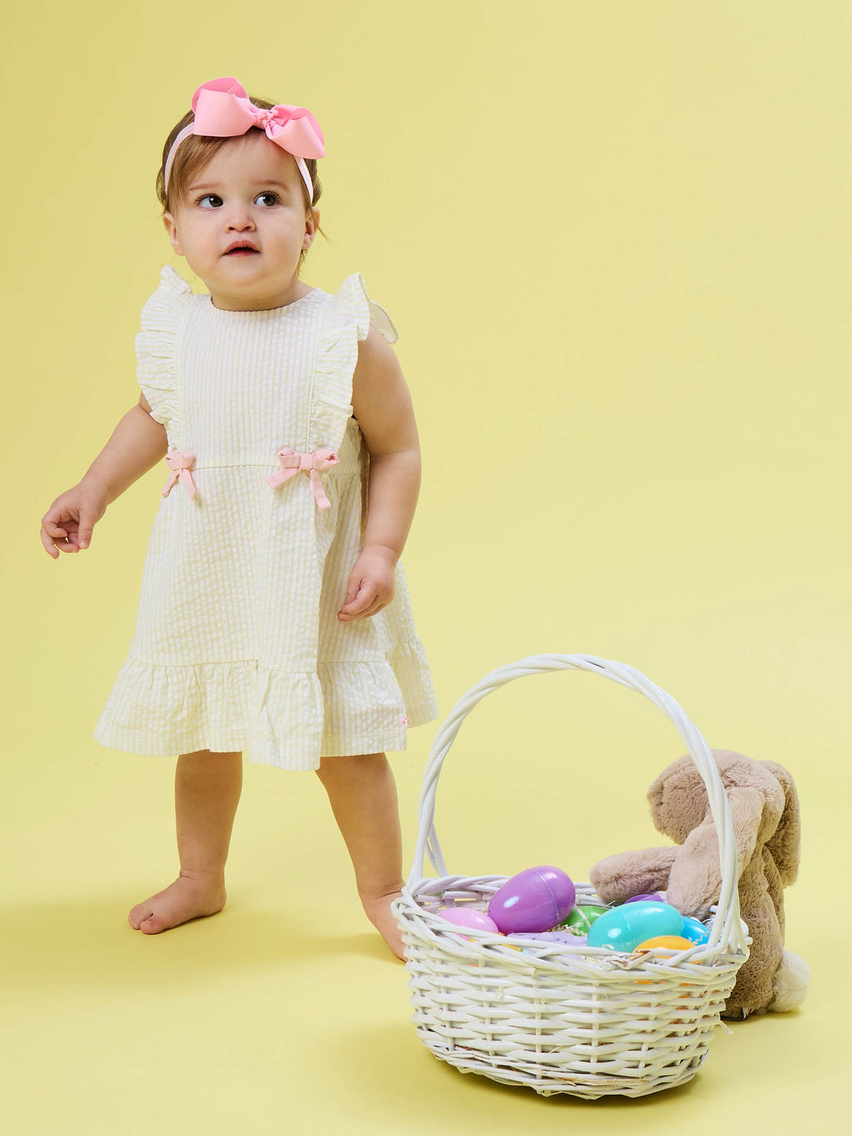 Banana Seersucker Bow Dress