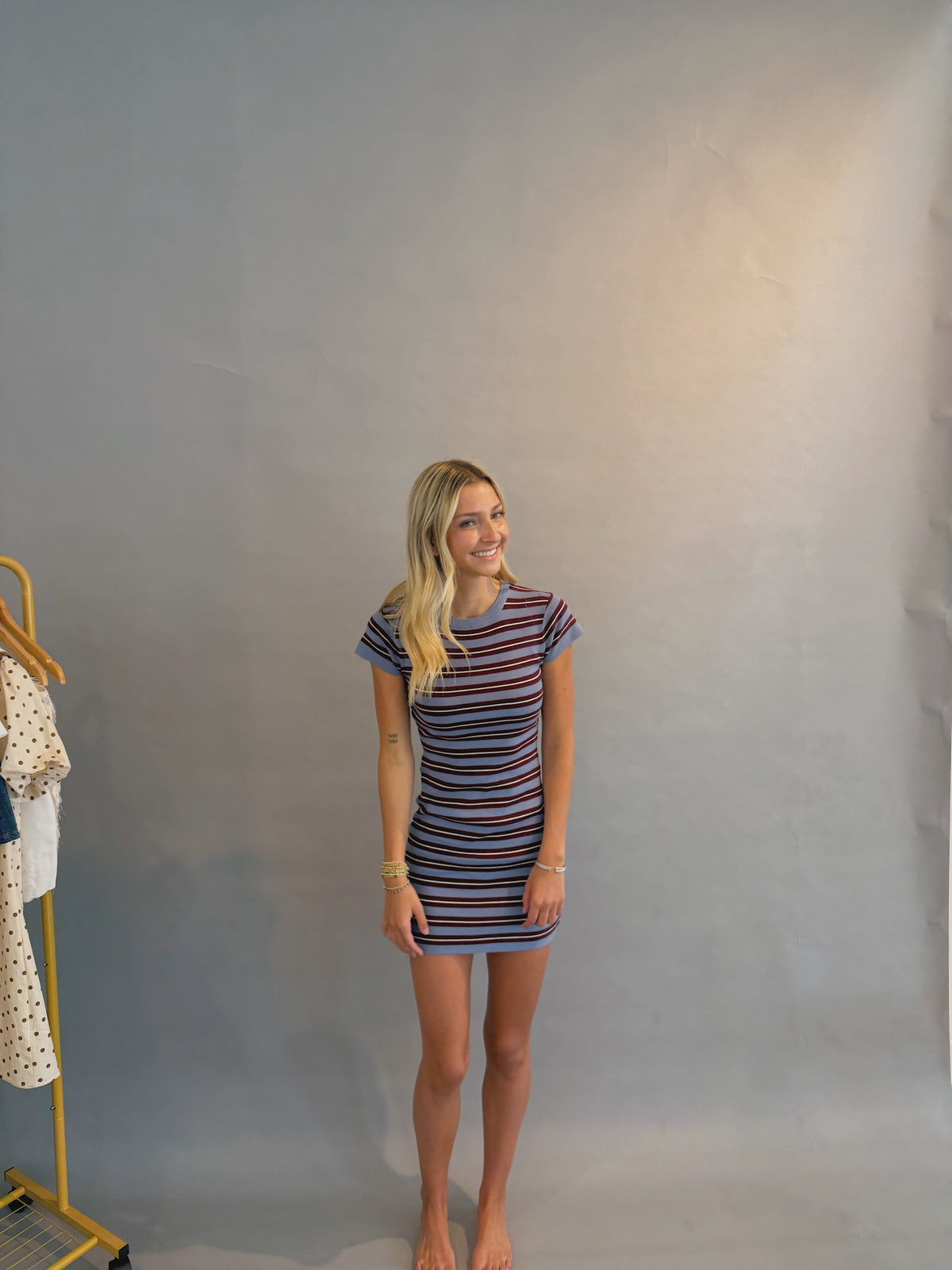 Crewneck Striped Mini Dress
