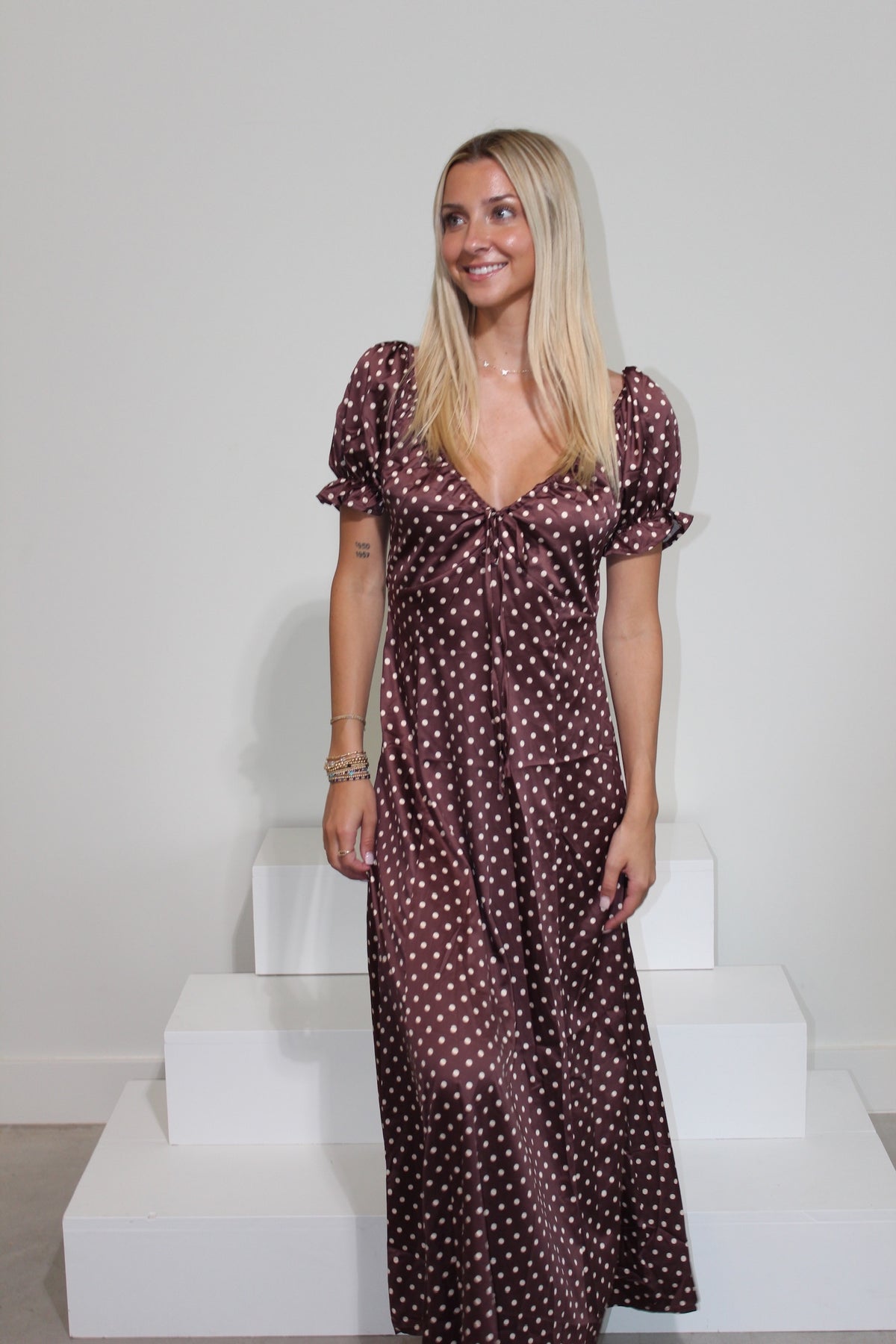 Polka Dot Short Sleeve Maxi
