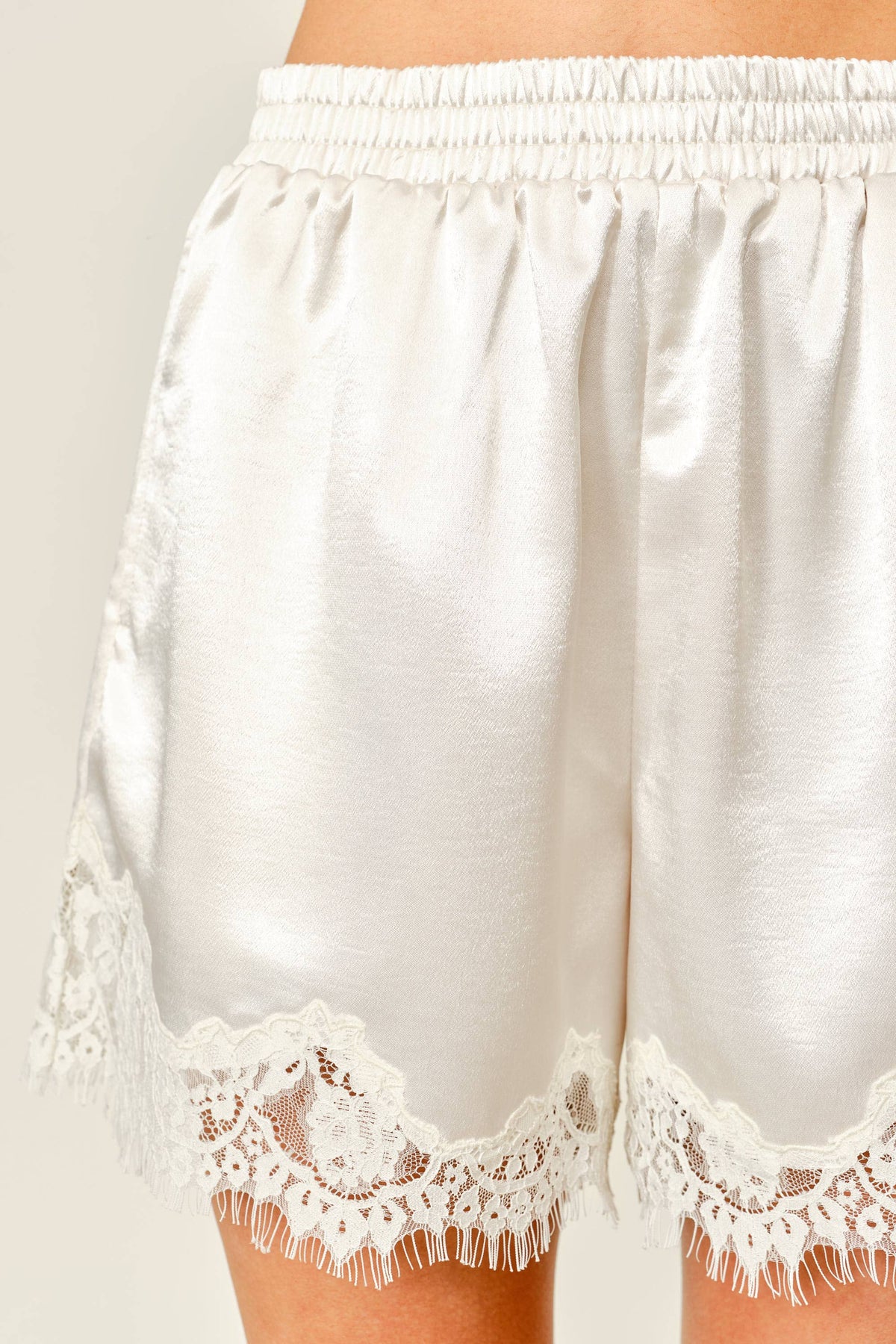 Lace Trim Satin Short