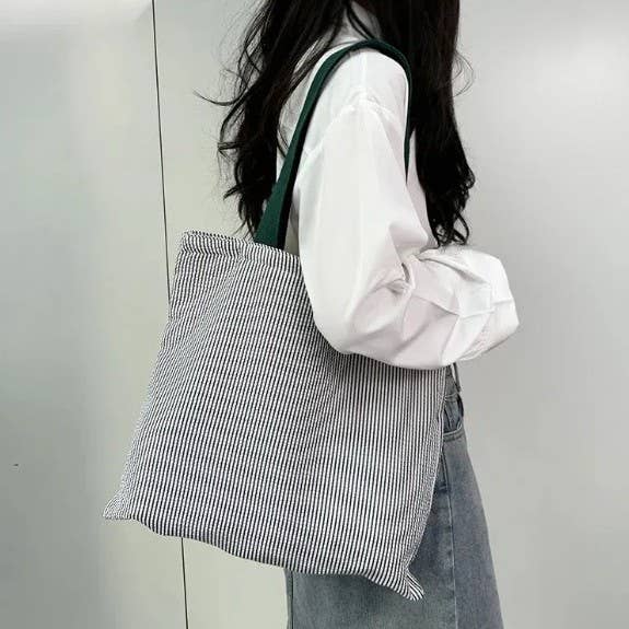 Stripe Shoulder Tote Bag